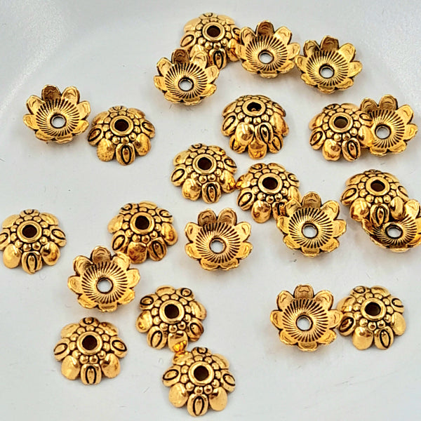 Findings Bead Cap Flower Shape Gold 9mm