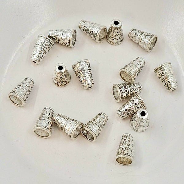 Findings - Silver End Cone Patterned 10mm