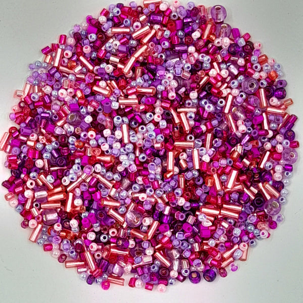 Chinese Seed Beads Mixed Styles & Shapes Purple 25gm Bag