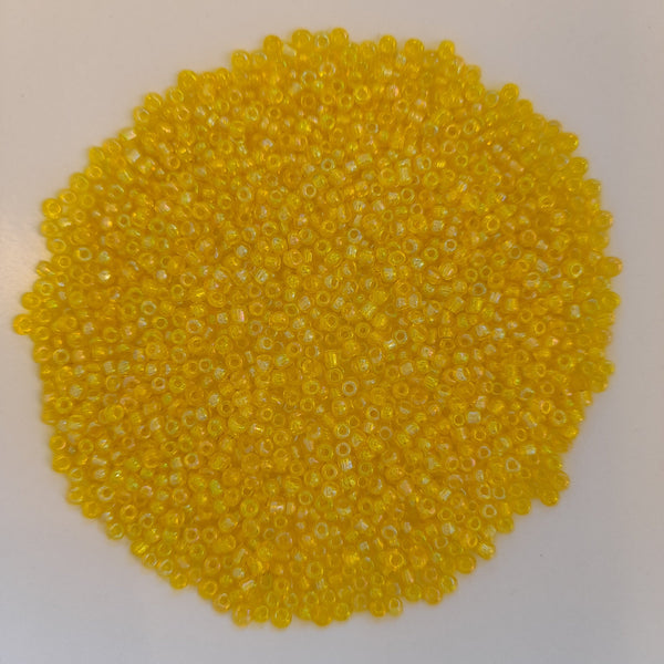 Chinese Seed Beads Size 11 Iridescent Yellow 25gm Bag