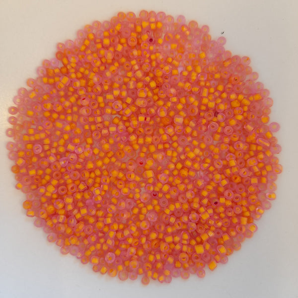 Chinese Seed Beads Size 11 Orange Pink 25gm Bag