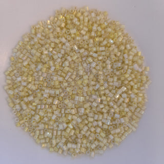Chinese Seed Beads Short Bugle Pale Yellow 25gm Bag