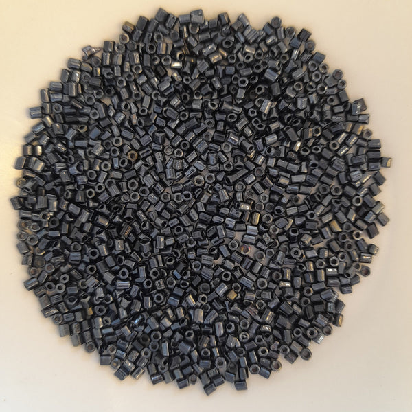 Chinese Seed Beads Short Bugle Shiny Black 25gm Bag
