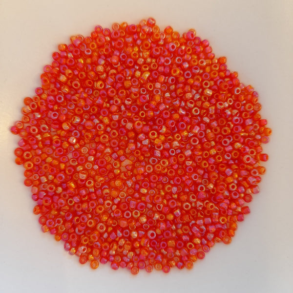 Chinese Seed Beads Size 11 Red AB 25gm Bag