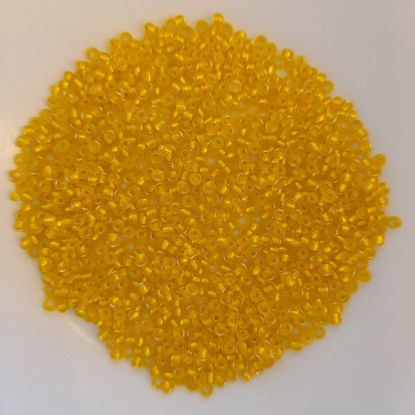Chinese Seed Beads Size 11 Silver Lined Yellow 25gm Bag