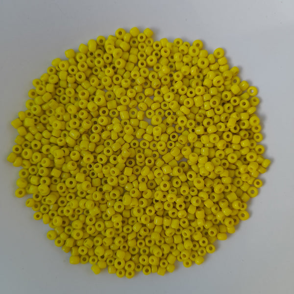Chinese Seed Beads Size 11 Opaque Yellow 25gm Bag