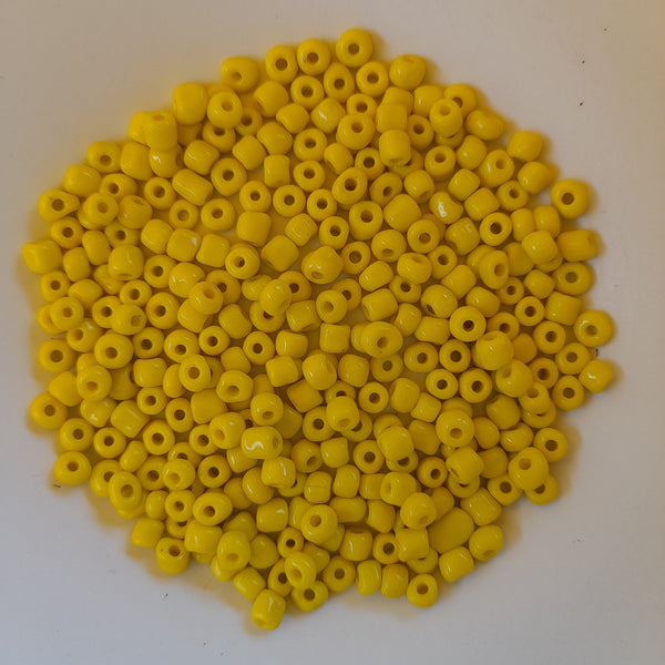 Chinese Seed Beads Size 6 Opaque Yellow 25gm Bag