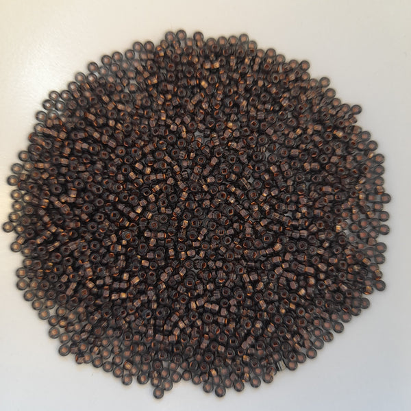 Japanese Seed Beads Size 11 Copper Lined Brown Black Diamond 7.5gm Bag