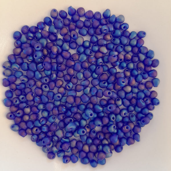 Miyuki Drop Beads 3.4mm Matte Transparent Cobalt 7.5gm Bag