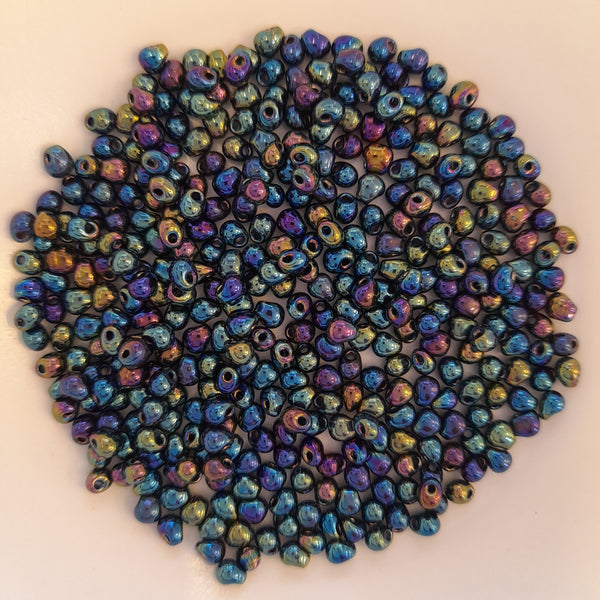 Miyuki Drop Beads 3.4mm Mixed Blue & Green Iris 7.5gm Bag