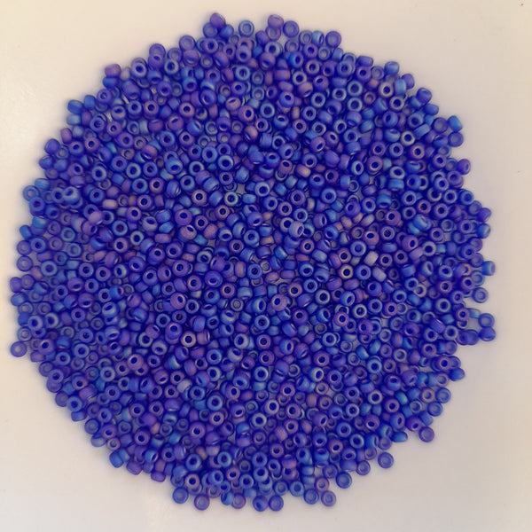 Miyuki Seed Beads Size 11 Matte Transparent Cobalt AB 7.5gm Bag