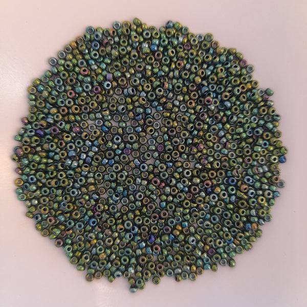 Miyuki Seed Beads Size 11 Metallic Green Iris 7.5gm Bag
