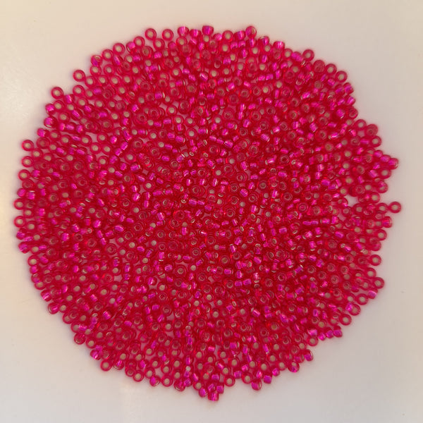 Miyuki Seed Beads Size 11 Silver Lined Transparent Raspberry 7.5gm Bag