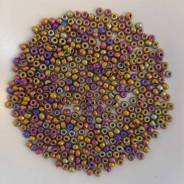 Miyuki Seed Beads Size 8 Metallic Purple Gold Iris 7.5gm Bag