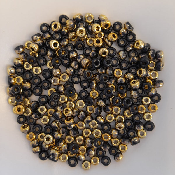 Miyuki Seed Beads Size 6 Black Amber Gold 7.5gm Bag