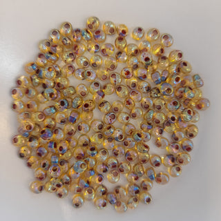 Miyuki Magatama Beads 4mm Garnet Lined Transparent Light Topaz AB 7.5gm Bag