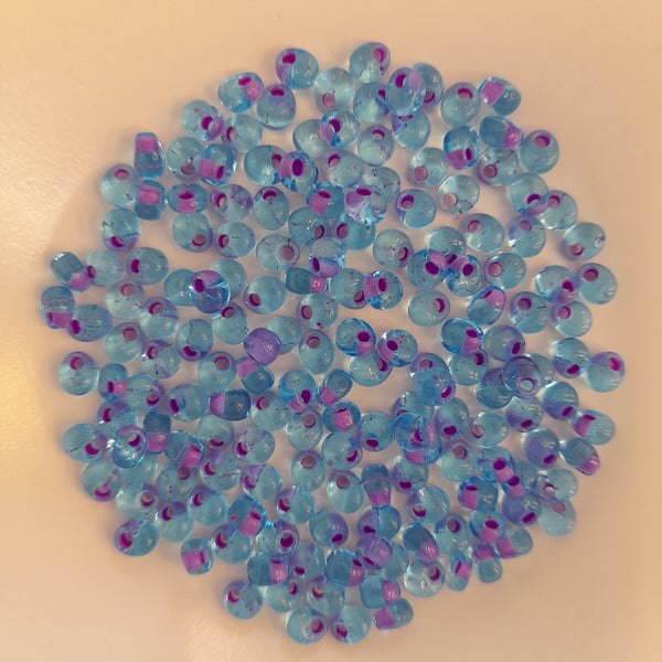 Miyuki Magatama Beads 4mm Lavender Lined Aqua 7.5gm Bag