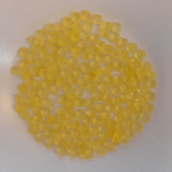 Miyuki Magatama Beads 4mm Matte Transparent Pale Yellow 7.5gm Bag