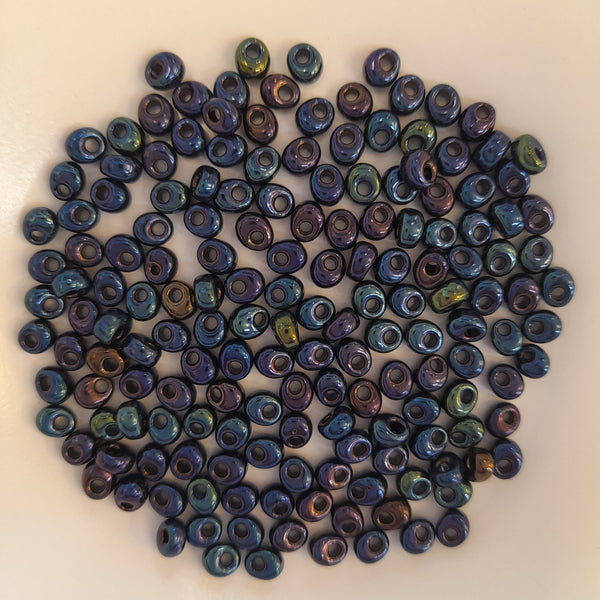 Miyuki Magatama Beads 4mm Metallic Dark Blue Iris 7.5gm Bag