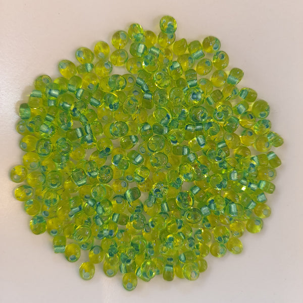 Miyuki Magatama Beads 4mm Green Lined Chartreuse 7.5gm Bag