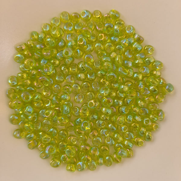 Miyuki Magatama Beads 4mm Transparent Chartreuse AB 7.5gm Bag