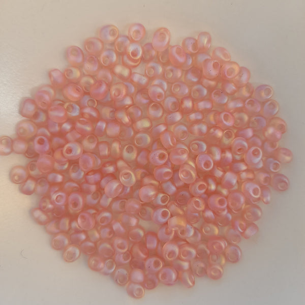 Miyuki Magatama Beads 4mm Matte Transparent Peach Pink AB 7.5gm Bag