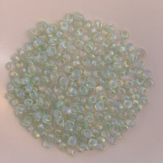 Miyuki Magatama Beads 4mm Transparent Pale Green AB 7.5gm Bag
