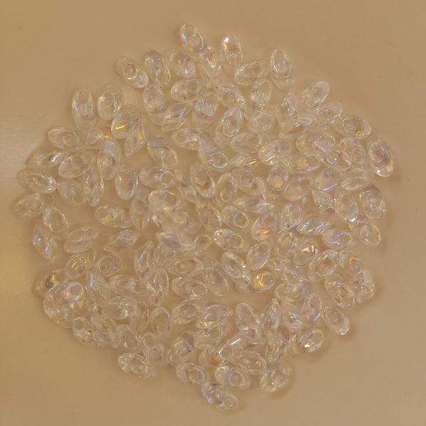 Miyuki Long Magatama Beads 4x7mm Crystal AB 7.5gm Bag