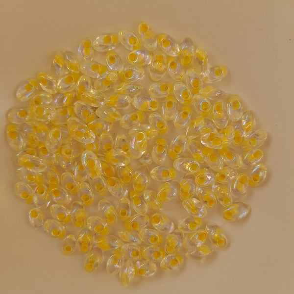 Miyuki Long Magatama Beads 4x7mm Light Yellow Lined Crystal 7.5gm Bag