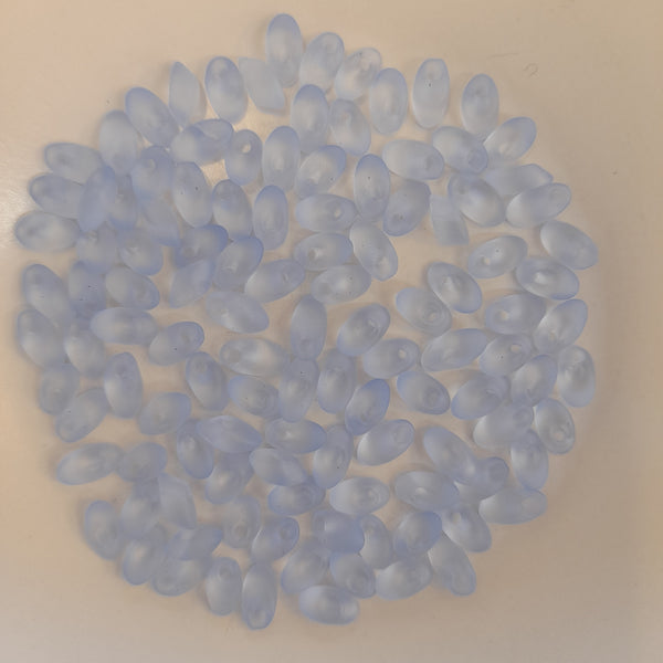 Miyuki Long Magatama Beads 4x7mm Matte Light Sapphire 7.5gm Bag