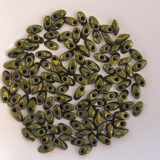 Miyuki Long Magatama Beads 4x7mm Metallic Olive 7.5gm Bag