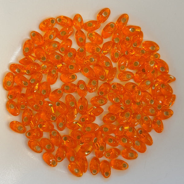 Miyuki Long Magatama Beads 4x7mm Silver Lined Orange 7.5gm Bag