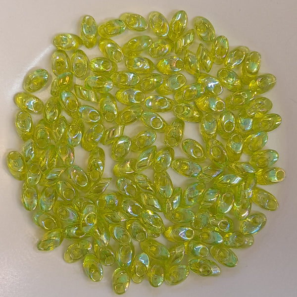 Miyuki Long Magatama Beads 4x7mm Transparent Lime AB 7.5gm Bag