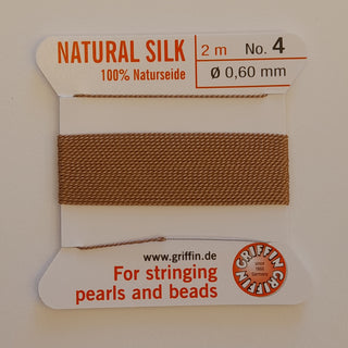 Griffin Silk Cord 2m Size 4 (0.6mm) Beige