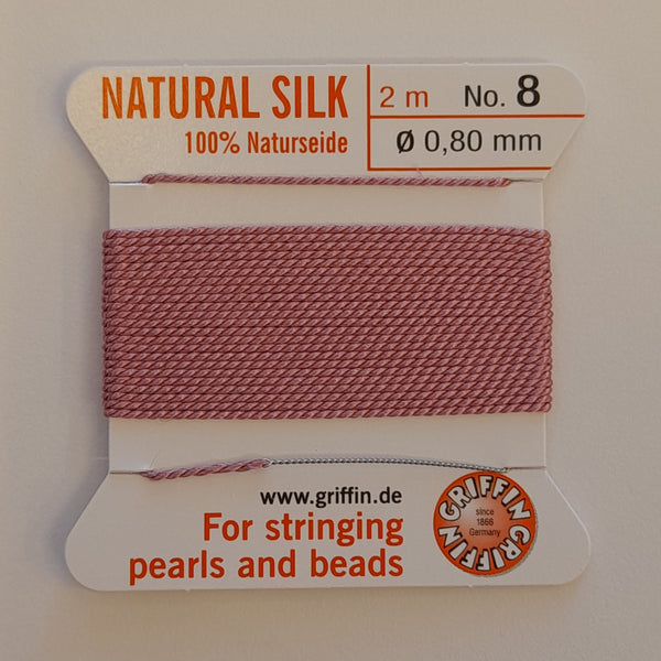 Griffin Silk Cord 2m Size 8 (0.8mm) Dark Pink