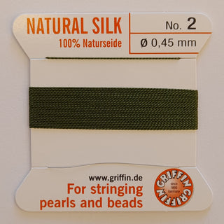 Griffin Silk Cord Size 2 (0.45mm) Olive Green