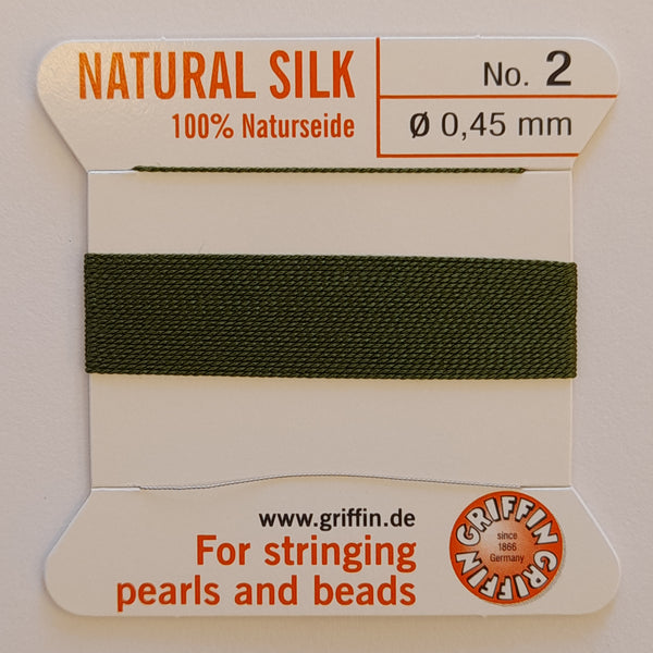 Griffin Silk Cord Size 2 (0.45mm) Olive Green