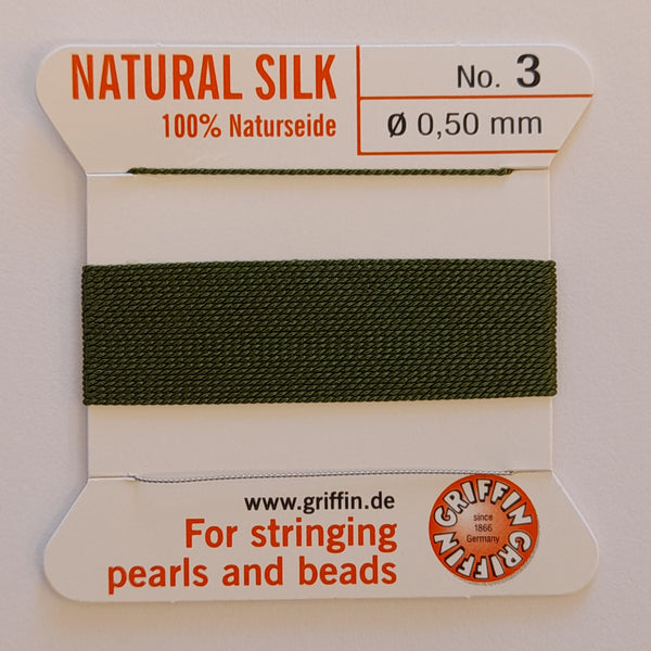 Griffin Silk Cord Size 3 (0.45mm) Olive Green