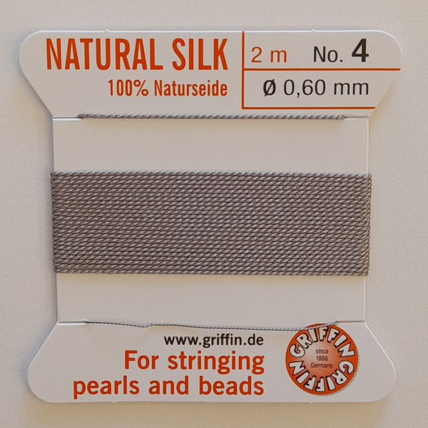 Griffin Silk Cord Size 4 (0.6mm) Grey
