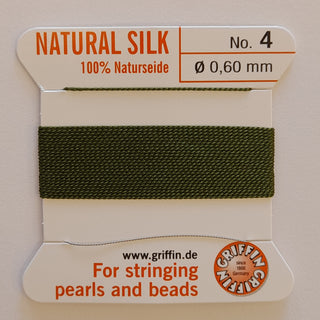 Griffin Silk Cord Size 4 (0.6mm) Olive Green