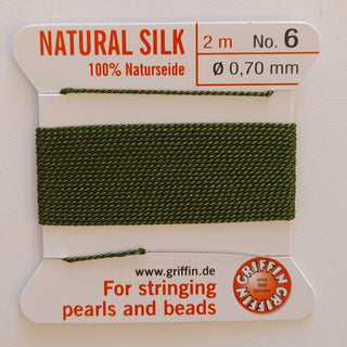 Griffin Silk Cord Size 6 (0.7mm) Olive Green