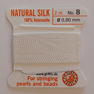 Griffin Silk Cord Size 8 (0.8mm) White