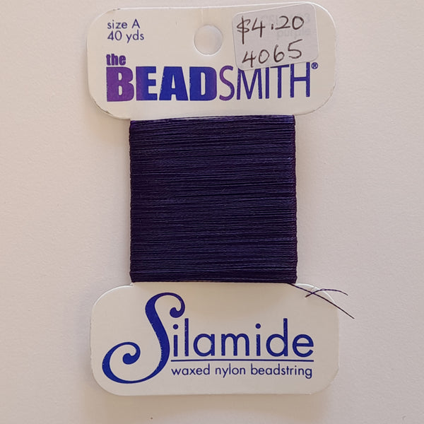 Silamide Waxed Nylon Beadstring 40 Yards (36.6m) Dark Purple