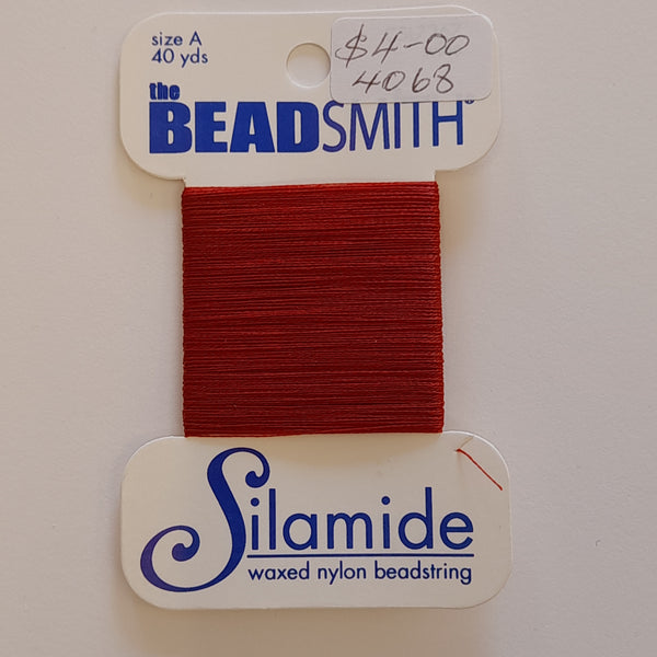 Silamide Waxed Nylon Beadstring 40 Yards (36.6m) Wine Red