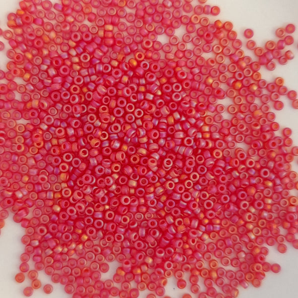 Miyuki Seed Beads Size 15 Matte Light Red AB 3gm Bag