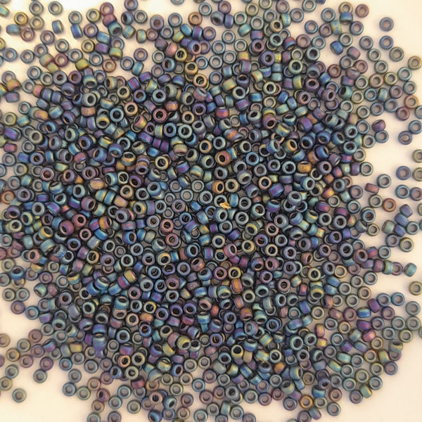 Miyuki Seed Beads Size 15 Matte Opaque Multi Iris 3gm Bag