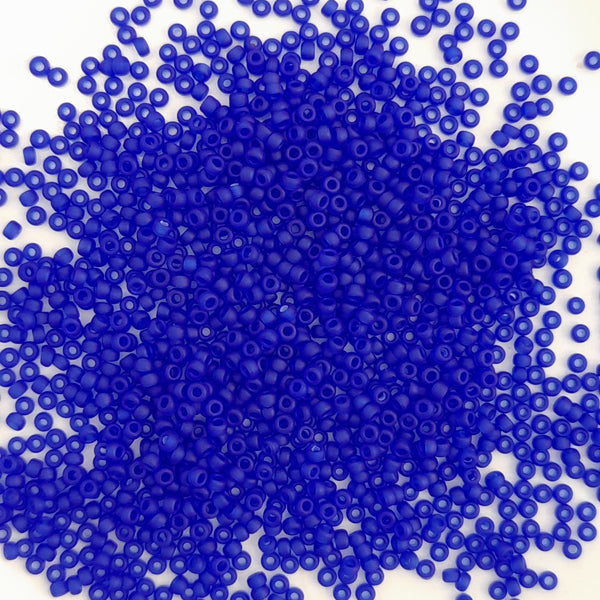 Miyuki Seed Beads Size 15 Matte Transparent Royal Blue 3gm Bag