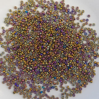 Miyuki Seed Beads Size 15 Metallic Purple Gold Iris 3gm Bag