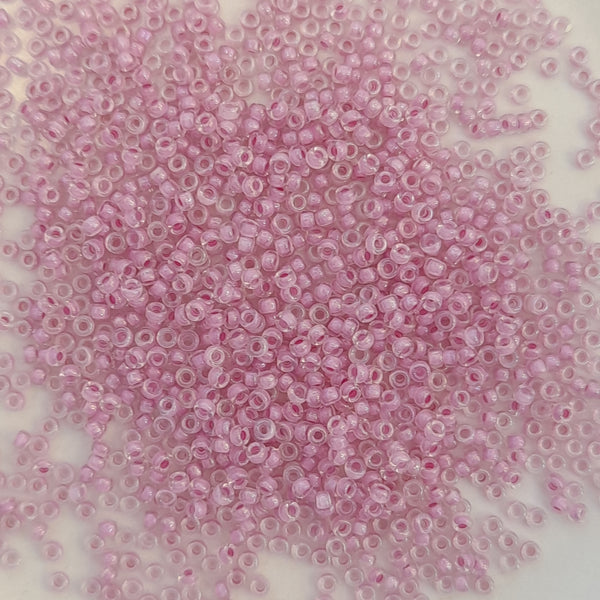 Miyuki Seed Beads Size 15 Pale Lilac Lined Crystal AB 3gm Bag