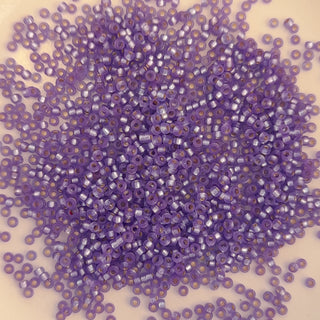 Miyuki Seed Beads Size 15 Semi Matte Silver Lined Purple 3gm Bag